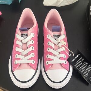 Converse Pink Canvas Sneakers with White Laces
